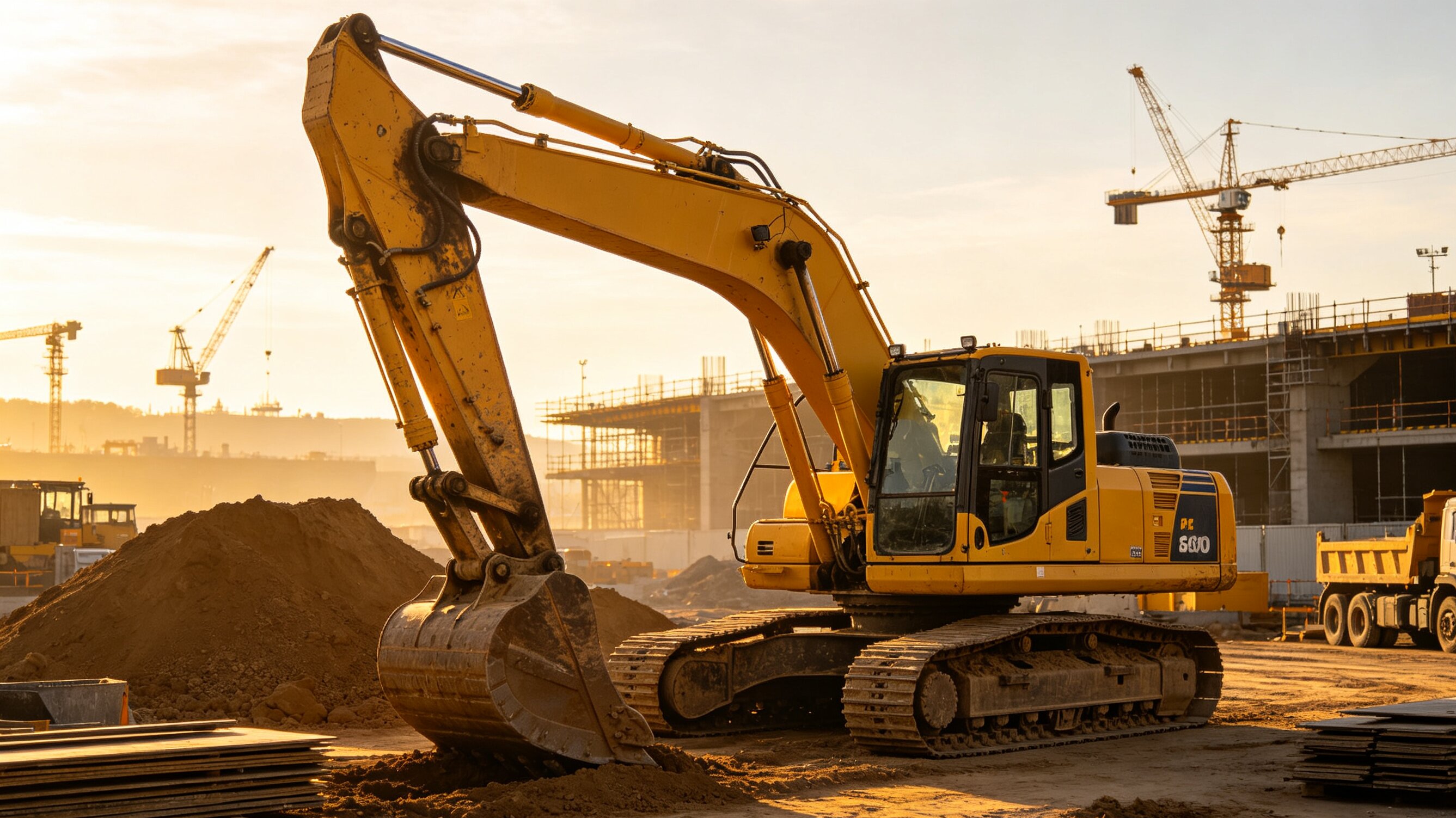 Chinese excavator fleet for construction and mining projects